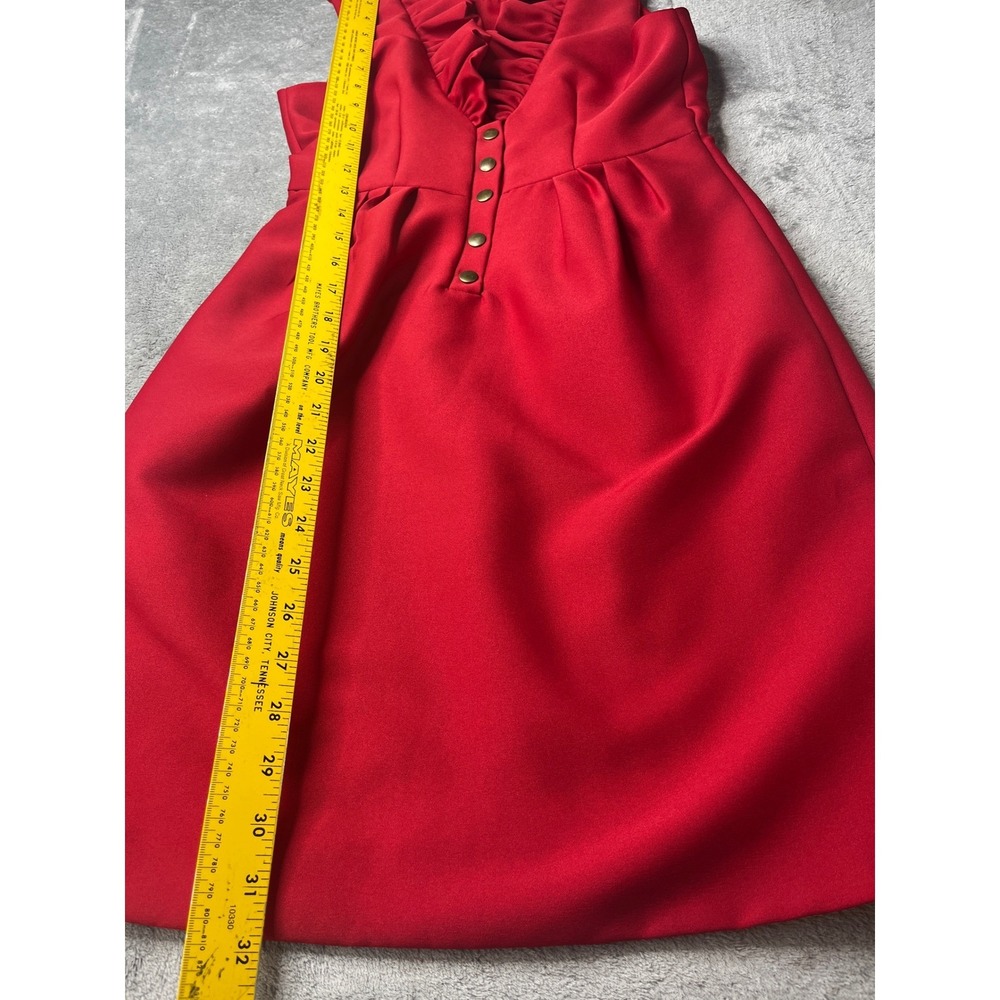 Camilyn Beth Red Ruffle Neck Party Dress Sleeveless Fit & Flare Size 0 - Picture 6 of 8